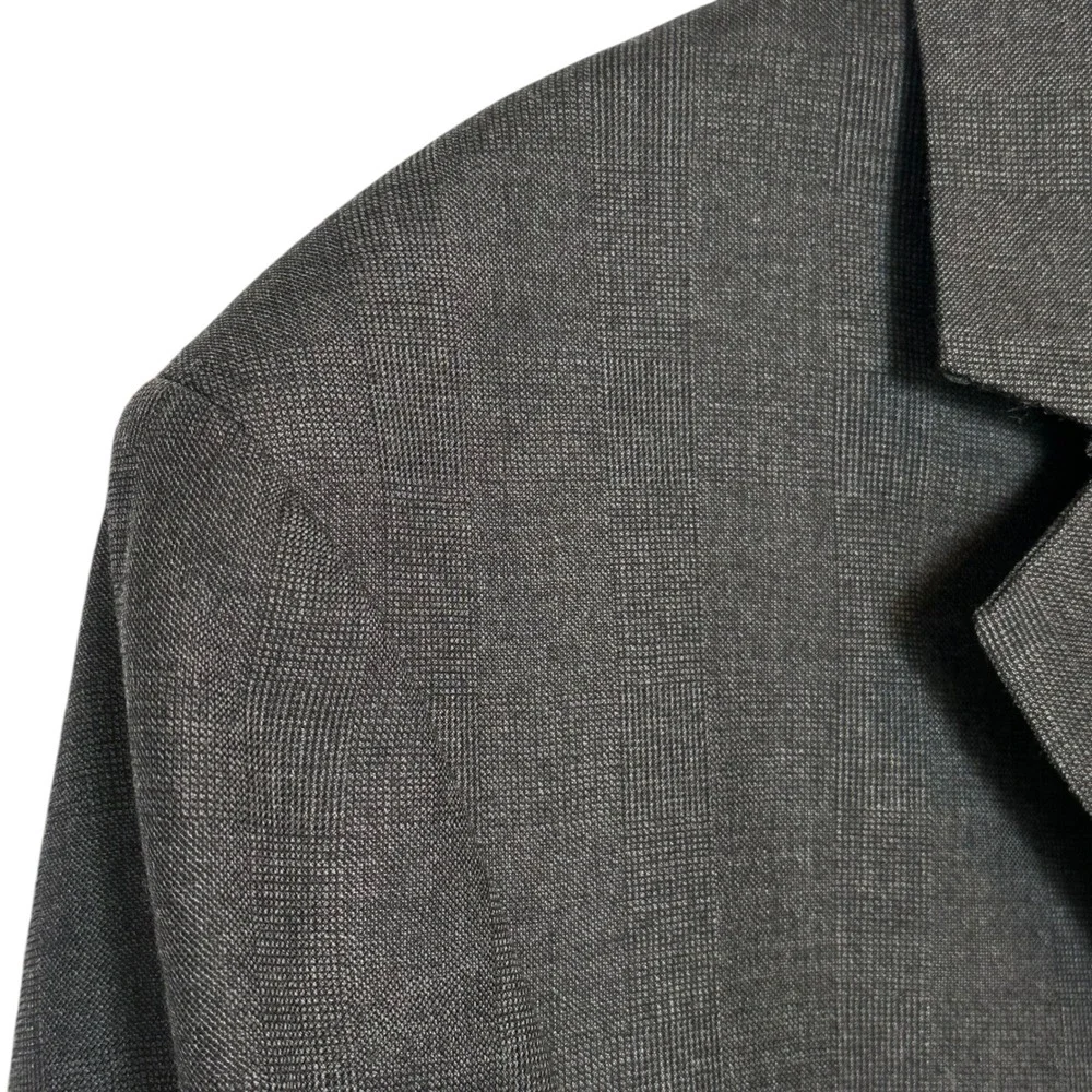 Burberry London Men Blazer XB55 44R‎ Gray Wool Two Button Blue Tone Sport Coat